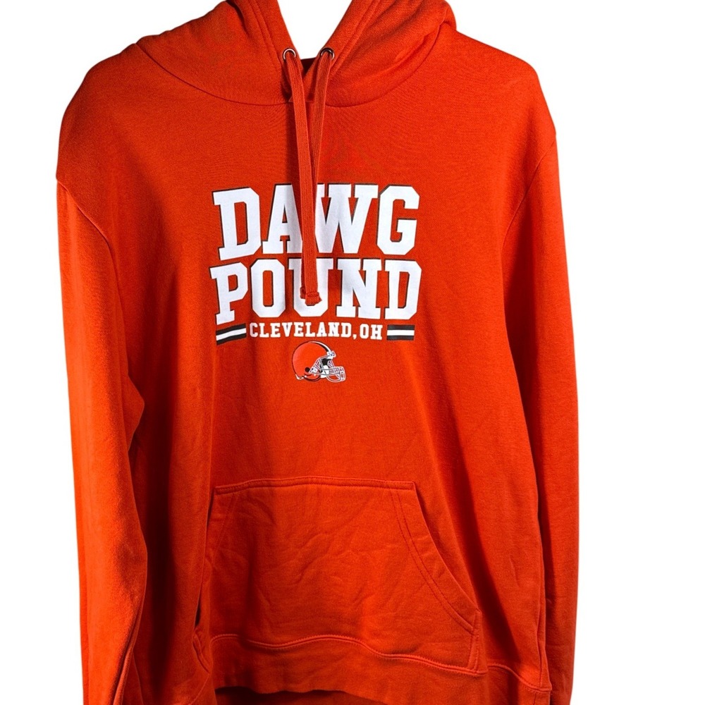 Fanatics Cleveland Browns Dawg Pound Hoodie Mens Large Orange Fleece‎ Pullover